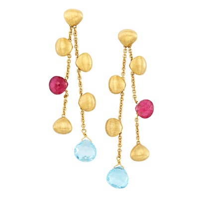 Lot 229 - Pair of Gold, Pink Tourmaline and Topaz Pendant-Earrings, Marco Bicego