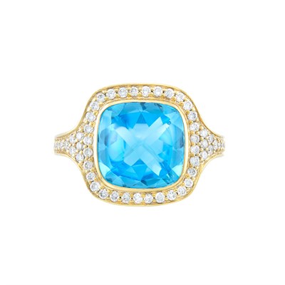 Lot 249 - Gold, Blue Topaz and Diamond Ring