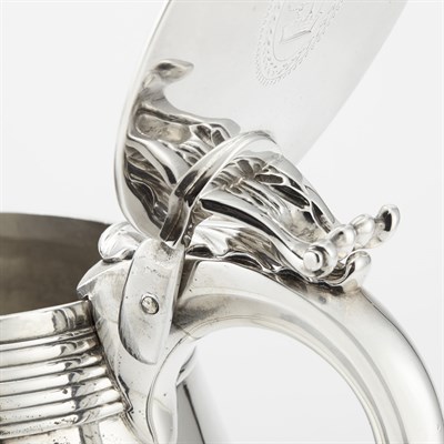 Lot 258 - George III Sterling Silver Covered Beer Jug...