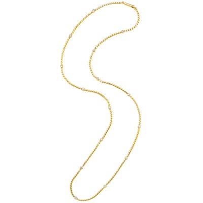 Lot 252 - Long Gold and Diamond Chain Necklace