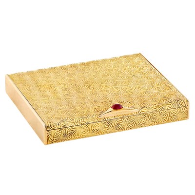 Lot 199 - Gold and Cabochon Ruby Compact, Van Cleef & Arpels