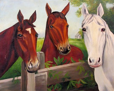 Lot 123 - English School 19th/20th Century Three Horses...