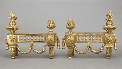 Lot 337 - Pair of Louis XVI Style Gilt-Metal Chenets...