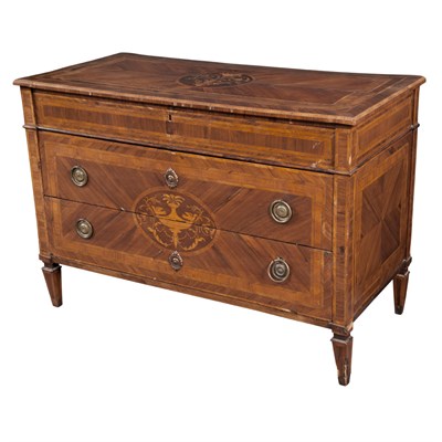 Lot 371 - Italian Neoclassical Walnut, Tulipwood and...
