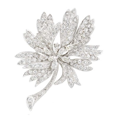 Lot 136 - Platinum and Diamond Flower Brooch