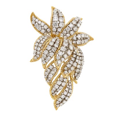 Lot 276 - Two-Color Gold and Diamond Clip-Brooch