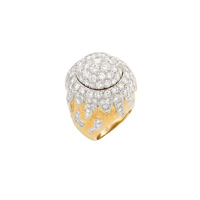 Lot 352 - Two-Color Gold and Diamond Dome Ring