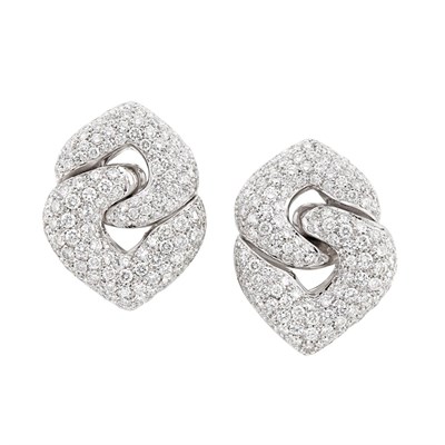 Lot 337 - Pair of White Gold and Diamond Earclips