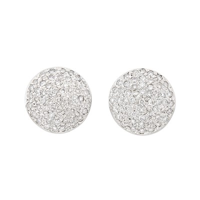 Lot 303 - Pair of White Gold and Diamond Earrings