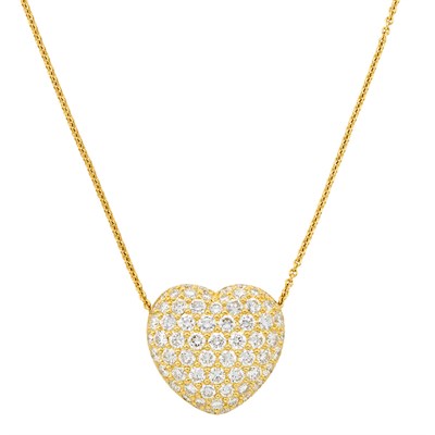 Lot 172 - Gold and Diamond Heart Pendant-Necklace, Kurt Wayne