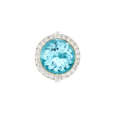Lot 716 - Gold, Aquamarine and Diamond Ring