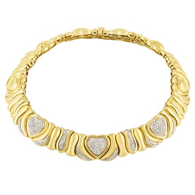 Lot 380 - Two-Color Gold and Diamond Necklace