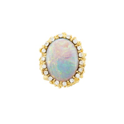 Lot 253 - Nugget Gold, Opal and Diamond Ring