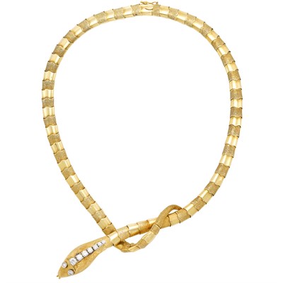 Lot 533 - Gold and Diamond Snake Necklace