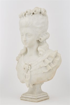 Lot 259 - White Marble Bust of a Noble Woman Depicted in...