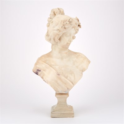 Lot 432 - Italian Art Nouveau Alabaster Bust of a Maiden...