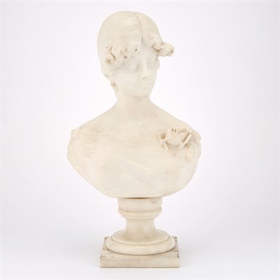 Lot 433 - Art Nouveau White Marble Bust of a Maiden...