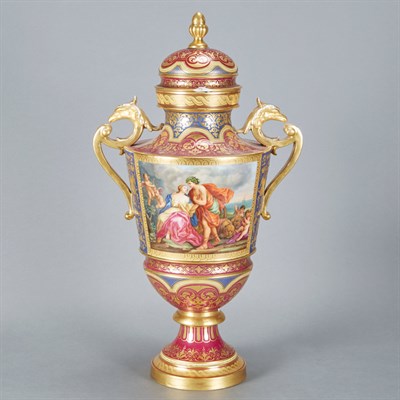 Lot 323 - Vienna Style Gilt and Polychrome Decorated...
