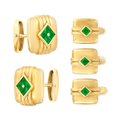 Lot 351 - Gold and Emerald Dress Set, Gumps
