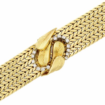 Lot 112 - Two-Color Gold and Diamond Bracelet-Watch, Gubelin