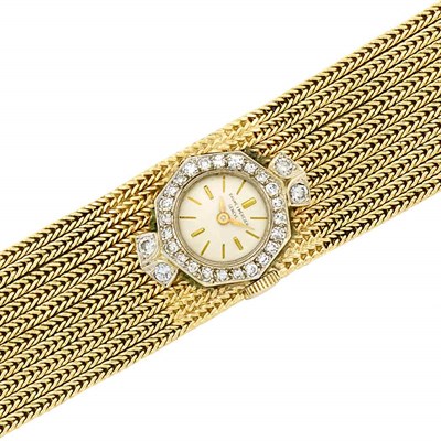 Lot 297 - Multistrand Gold, Platinum and Diamond Wristwatch, Baume & Mercier