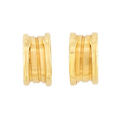Lot 218 - Pair of Gold 'B.zero1' Hoop Earclips, Bulgari