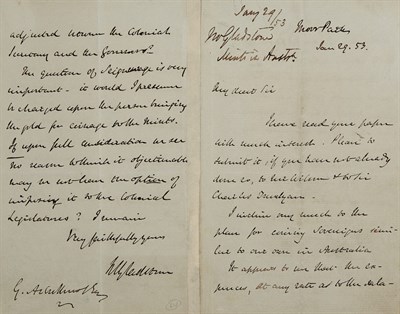 Lot 266 - GLADSTONE, WILLIAM Autograph letter signed. [N....