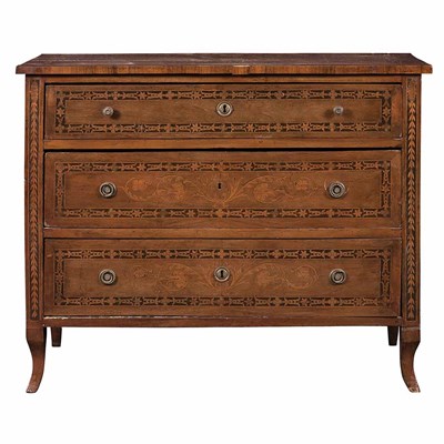 Lot 398 - Italian Neoclassical Walnut and Marquetry...