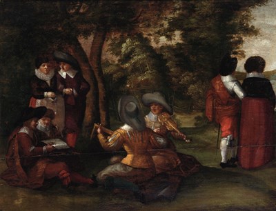 Lot 81 - Haarlem School 17th century A Merry Company...
