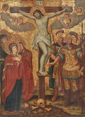 Lot 1 - Late Gothic School The Crucifixion with the...