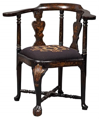Lot 193 - Chinese Export Black Lacquered and Parcel Gilt...