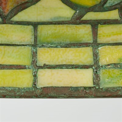 Lot 475 - Tiffany Studios Bronze and Favrile Leaded...