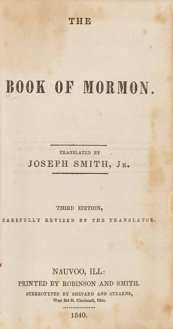 Lot 143 - SMITH, JOSEPH [trans.] The Book of Mormon....