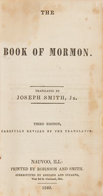 Lot 143 - SMITH, JOSEPH [trans.] The Book of Mormon....