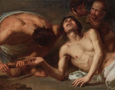Lot 7 - Italian School 17th Century St. Dismas Oil on...