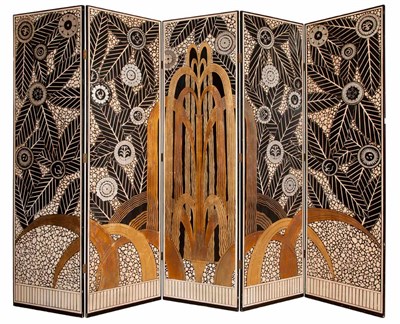 Lot 266 - After Edgar Brandt Art Deco Style L'Oasis Five-...