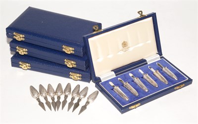 Lot 548 - Four Cased Sets of Mappin & Webb Silver Plated...