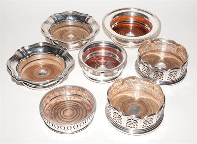 Lot 469 - Group of Seven Silver Plated Wine Coasters...