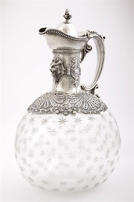 Lot 557 - Victorian Sterling Silver and Cut Glass Claret...