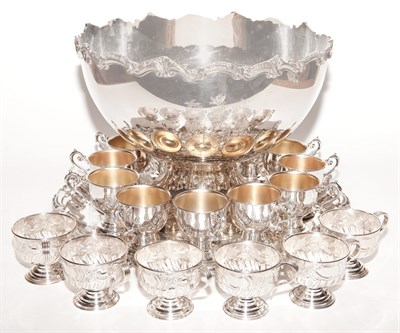 Lot 481 - Silver Plated Punch Bowl and Tray; Together...