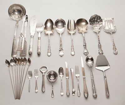 Lot 501 - Group of Silver and Silver Plate Flatware and...