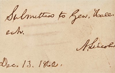 Lot 161 - LINCOLN, ABRAHAM Endorsement signed....