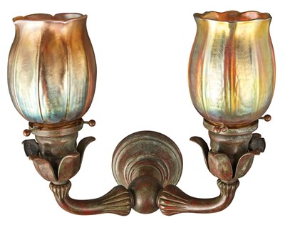 Lot 481 - Pair of Tiffany Studios Bronze and Gold...