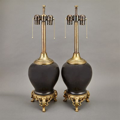 Lot 351 - Pair of French Art Deco Gilt-Bronze Mounted...