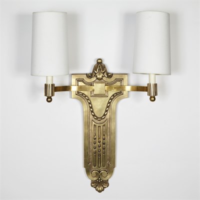 Lot 488 - Pair of French Art Deco Gilt-Metal Two-Light...