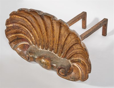 Lot 493 - American Art Deco Gilt Iron Andirons Of shell...