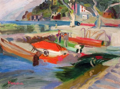 Lot 117 - Germaine Verna French, 1900-1975 Harbor Signed...