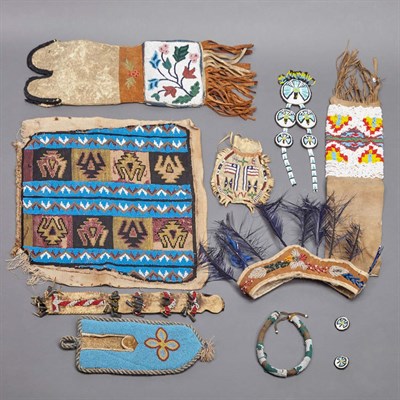 Lot 307 - Group of Ten Native American Beaded Hide...