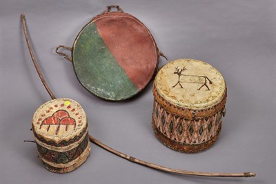 Lot 309 - Two Southeast Native American Hide Drums Each...