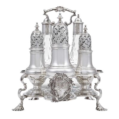 Lot 531 - George II Sterling Silver Cruet Set Samuel...